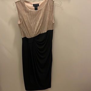 En Focus Petite gold and black wrap dress (size 4P)